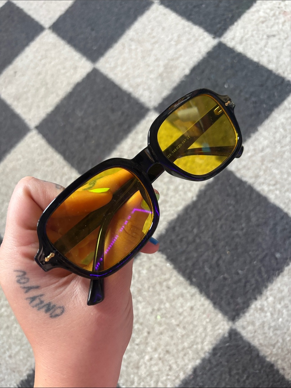 Black Frame Sunglasses with Yellow Lenses